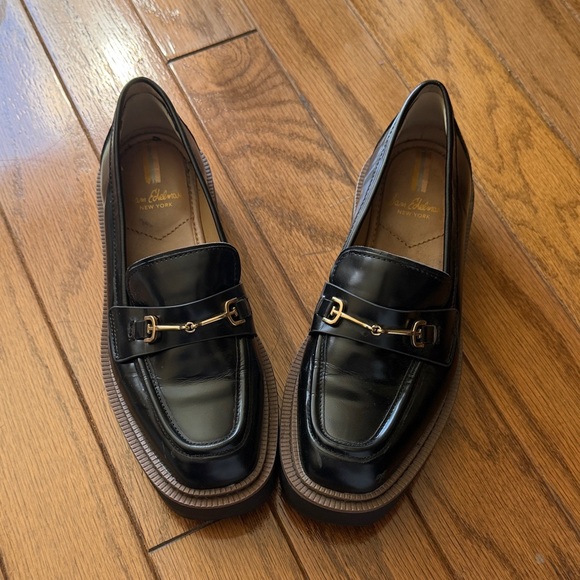 Sam Edelman Black Loafers with Gold Accent - Picture 9 of 11